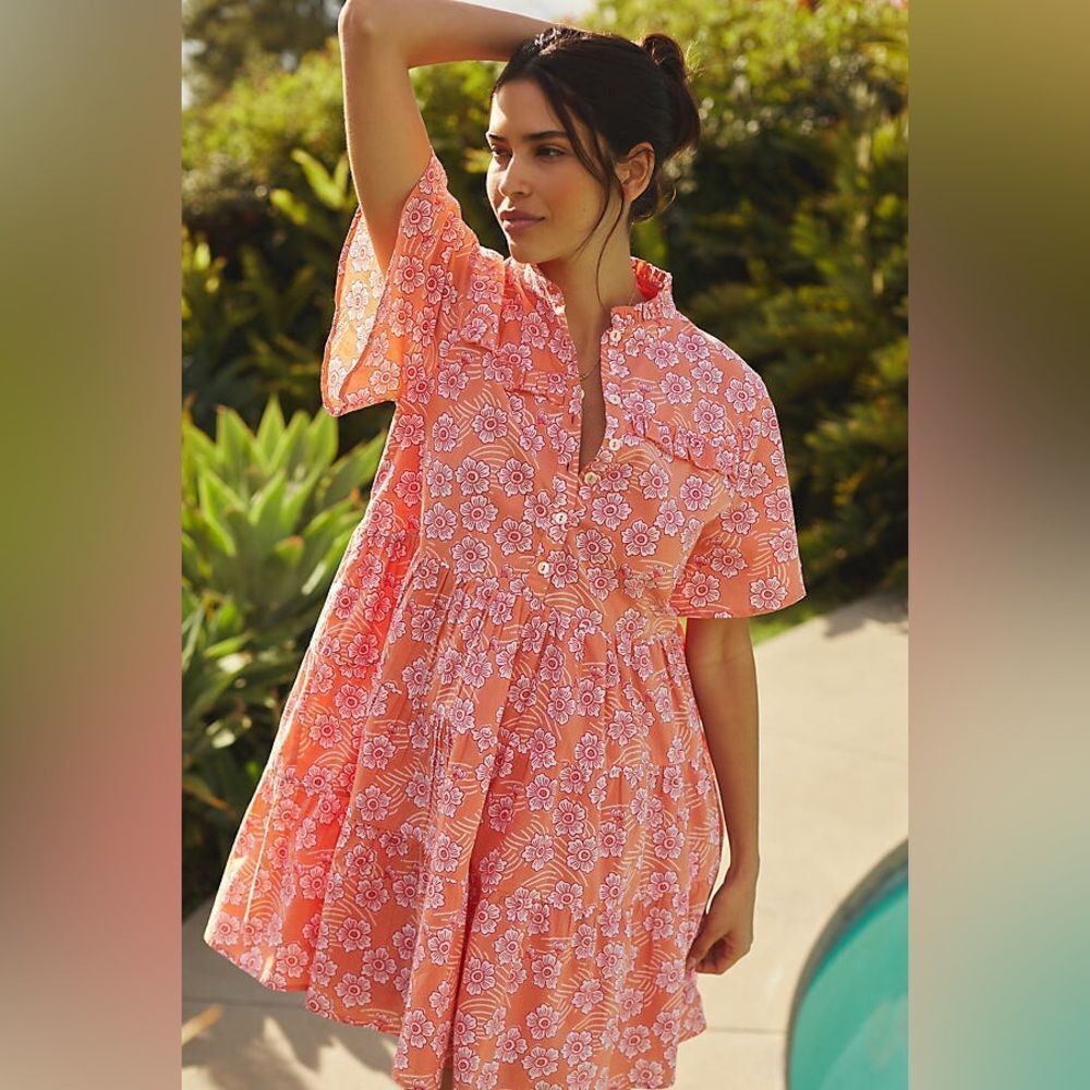 Ro's Garden x Anthropology Vibeka Ruffle Mini Dress, Size L